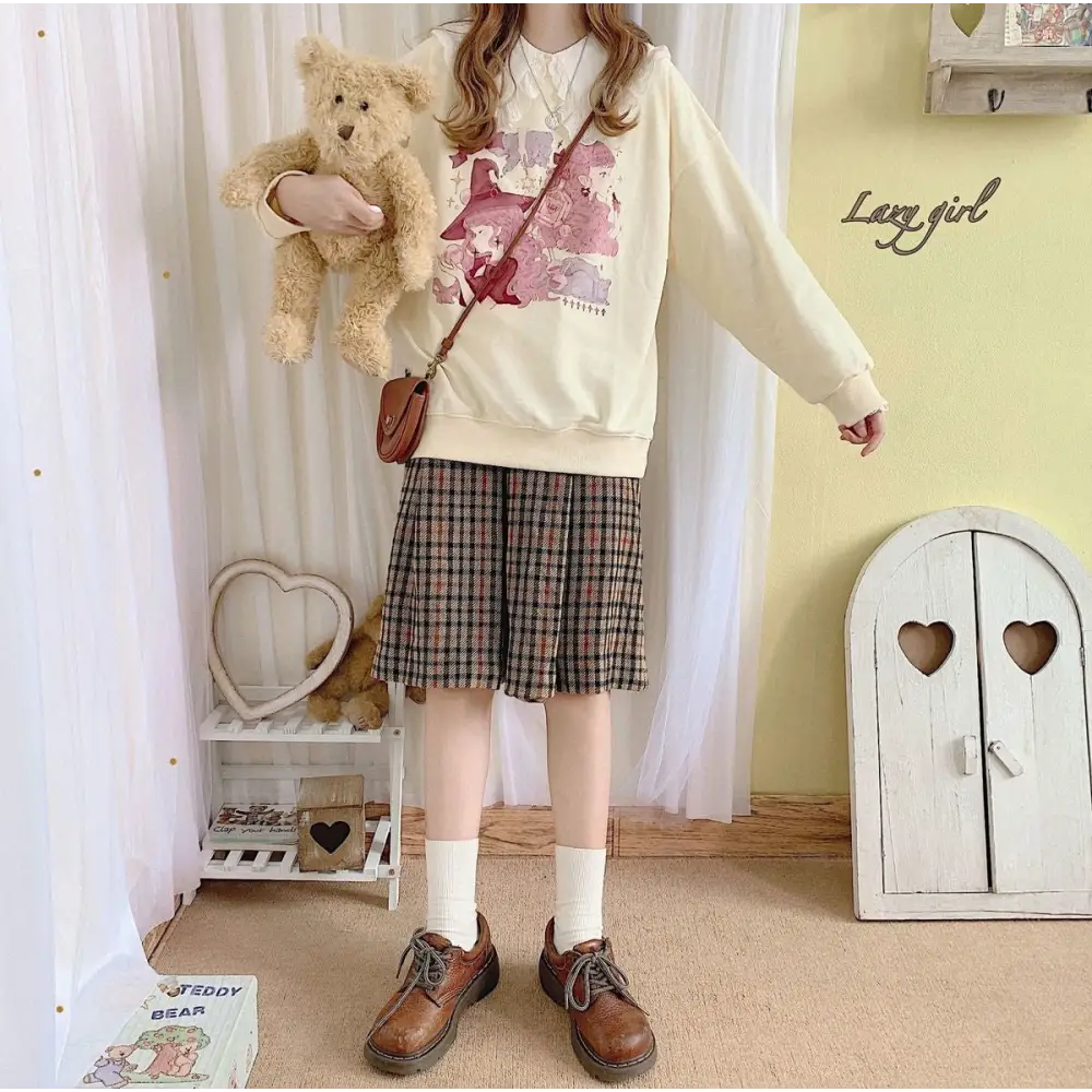 Pastel Anime Sweatshirt with Matching Skirt for Otaku Style - onesie