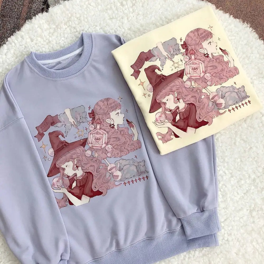 Pastel Anime Sweatshirt with Matching Skirt for Otaku Style - onesie