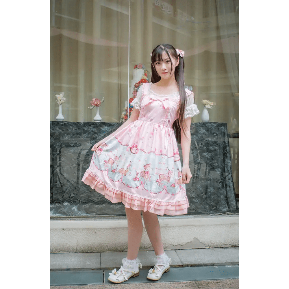 Pastel Baby Deer Lolita Dress for a Kawaii Princess Look - Cosparty