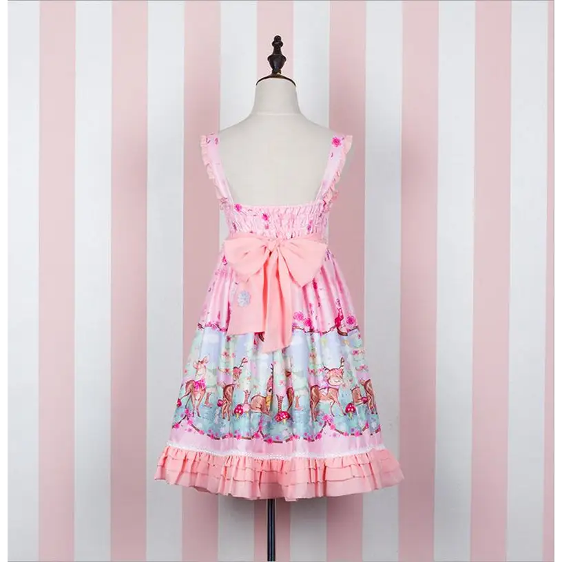 Pastel Baby Deer Lolita Dress for a Kawaii Princess Look - Dress