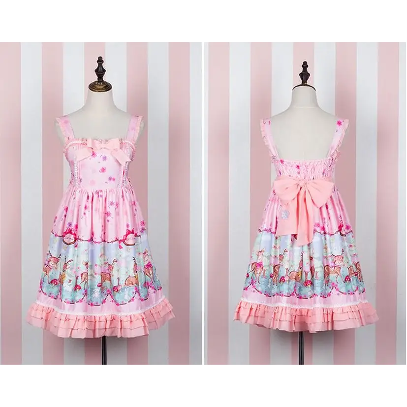 Pastel Baby Deer Lolita Dress for a Kawaii Princess Look - Dress