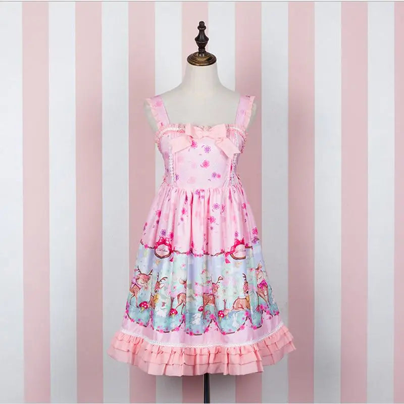 Pastel Baby Deer Lolita Dress for a Kawaii Princess Look - Dress