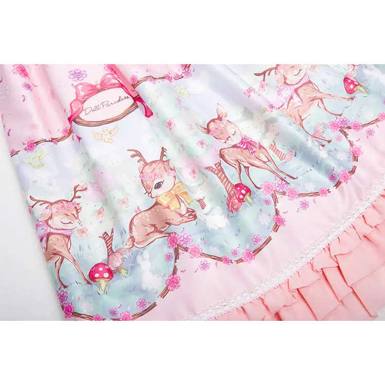 Pastel Baby Deer Lolita Dress for a Kawaii Princess Look - Dress