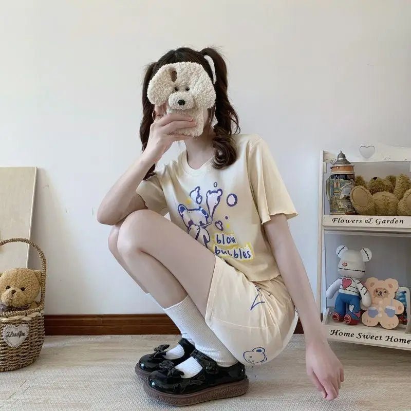 Pastel Blue Bear Tee for Kawaii Fashion Lovers - Cosparty