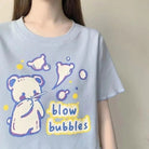 Pastel Blue Bear Tee for Kawaii Fashion Lovers - Cosparty