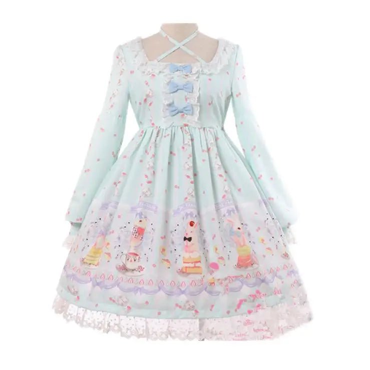 Pastel Bunny Rabbit Tea Party Lolita Dress - Cosparty