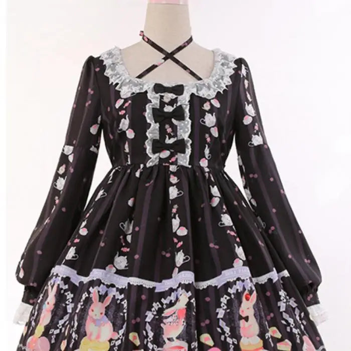 Pastel Bunny Rabbit Tea Party Lolita Dress - Dress