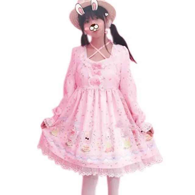 Pastel Bunny Rabbit Tea Party Lolita Dress - Cosparty