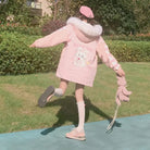 Pastel Bunny Rabbit Winter Jacket with Faux - Fur Hood - Cosparty