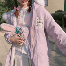 Pastel Bunny Rabbit Winter Jacket with Faux - Fur Hood - Cosparty