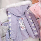 Pastel Bunny Rabbit Winter Jacket with Faux-Fur Hood - coat