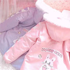 Pastel Bunny Rabbit Winter Jacket with Faux - Fur Hood - Cosparty