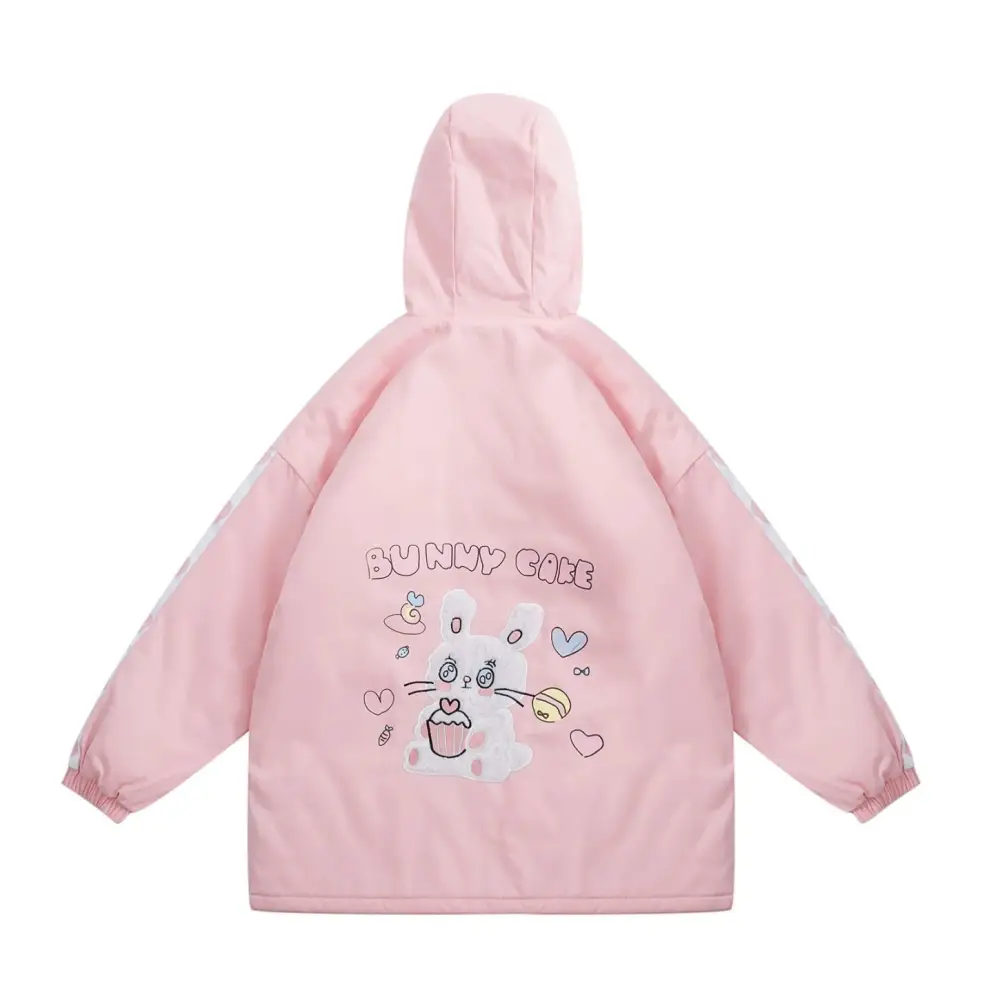 Pastel Bunny Rabbit Winter Jacket with Faux-Fur Hood - coat