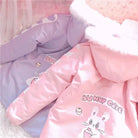 Pastel Bunny Rabbit Winter Jacket with Faux-Fur Hood - coat