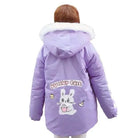 Pastel Bunny Rabbit Winter Jacket with Faux-Fur Hood - coat