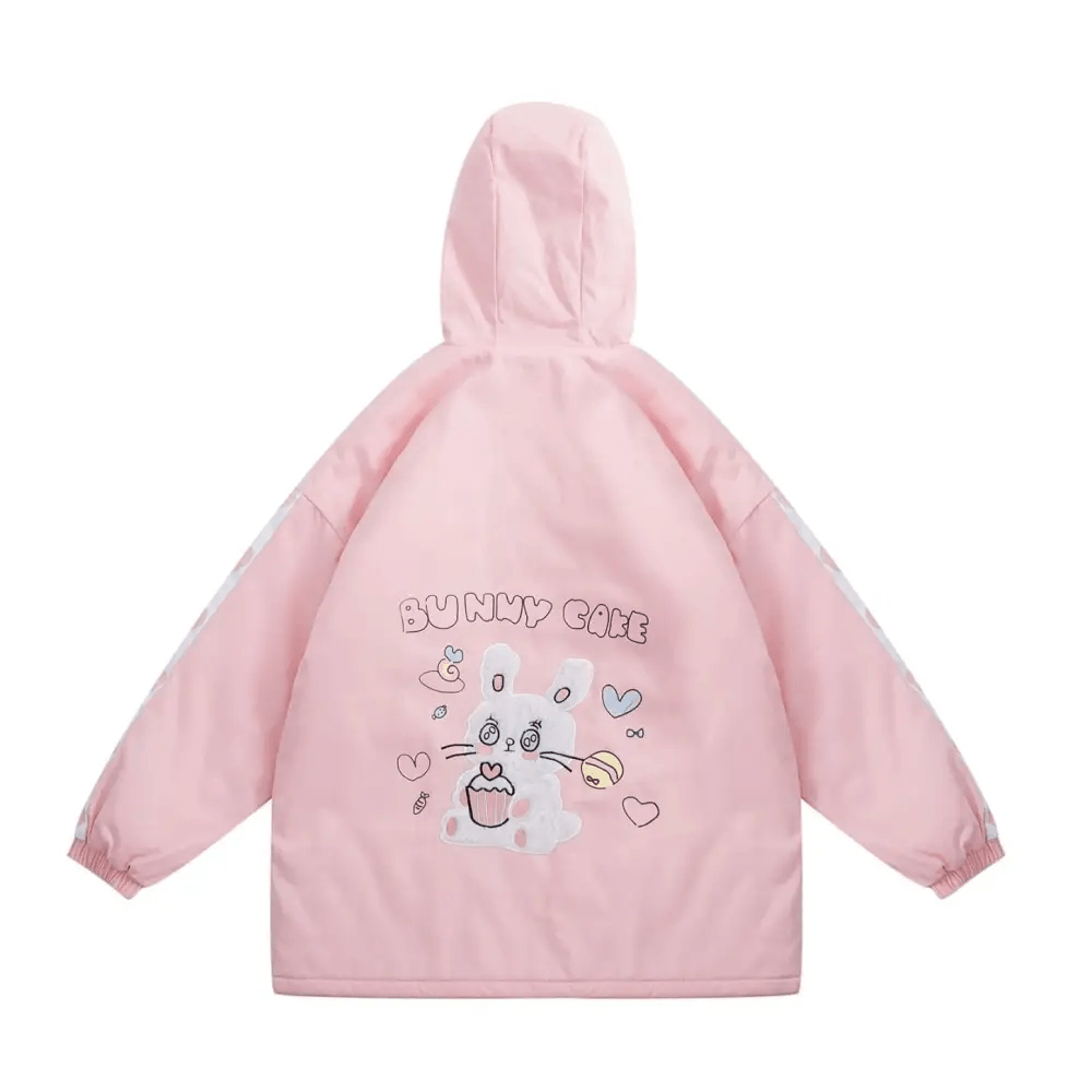 Pastel Bunny Rabbit Winter Jacket with Faux - Fur Hood - Cosparty