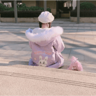 Pastel Bunny Rabbit Winter Jacket with Faux - Fur Hood - Cosparty