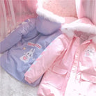 Pastel Bunny Rabbit Winter Jacket with Faux-Fur Hood - coat