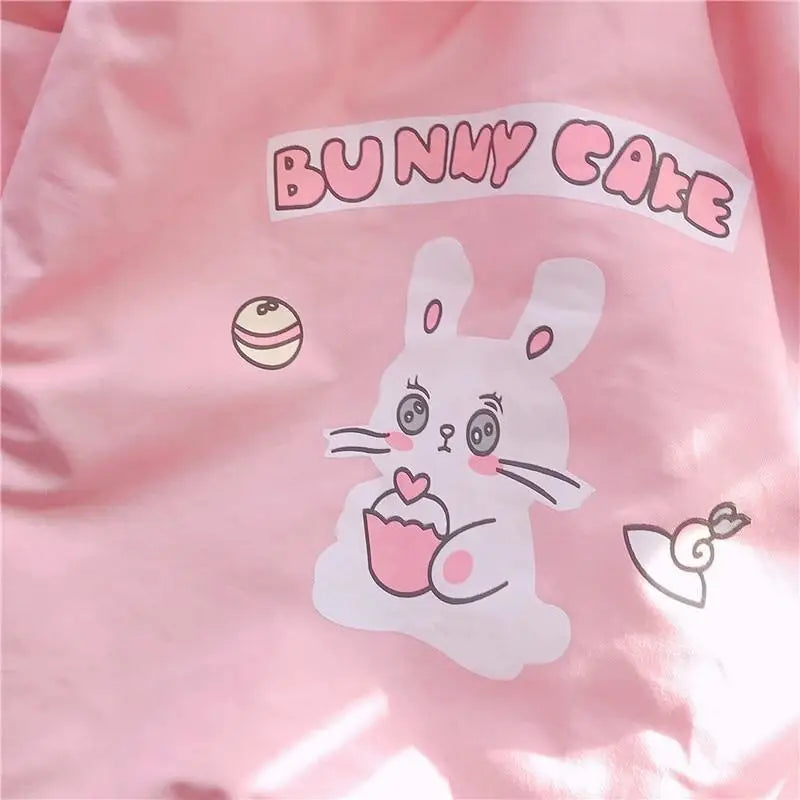 Pastel Bunny Rabbit Winter Jacket with Faux-Fur Hood - coat