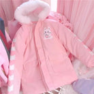 Pastel Bunny Rabbit Winter Jacket with Faux - Fur Hood - Cosparty