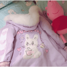 Pastel Bunny Rabbit Winter Jacket with Faux - Fur Hood - Cosparty