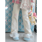 Pastel Candy Colored Kawaii Pants with Embroidered Star and Bone - Cosparty