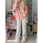 Pastel Candy Colored Kawaii Pants with Embroidered Star and Bone - pants