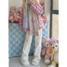 Pastel Candy Colored Kawaii Pants with Embroidered Star and Bone - pants