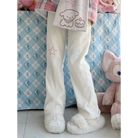 Pastel Candy Colored Kawaii Pants with Embroidered Star and Bone - pants