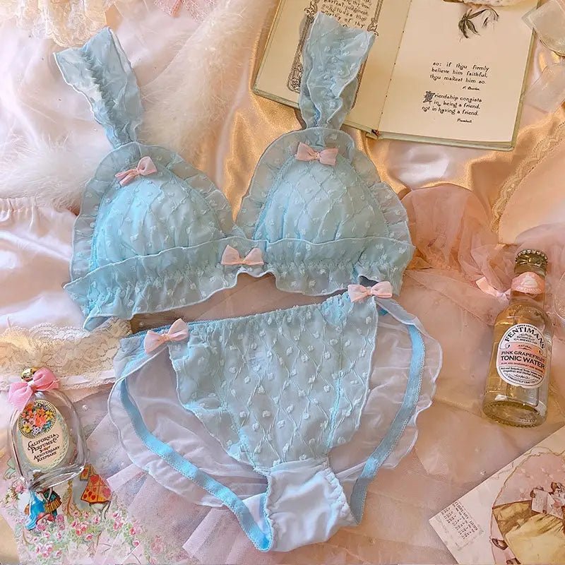 Pastel Chiffon Lingerie Set for Kawaii and Fairycore Aesthetics - Cosparty