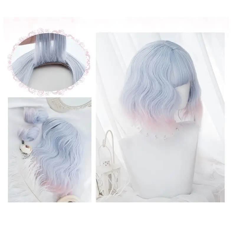 Pastel Cotton Candy Lolita Wig with Sweet Buns and Fringe - hair wig