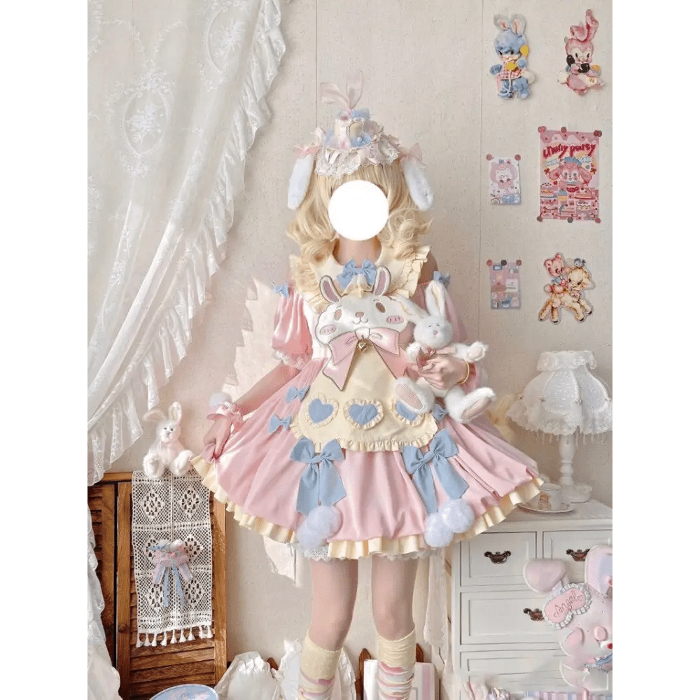 Pastel Easter Bunny Lolita Dress for Kawaii Fashion Lovers - Cosparty