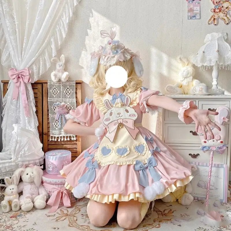 Pastel Easter Bunny Lolita Dress for Kawaii Fashion Lovers - Cosparty