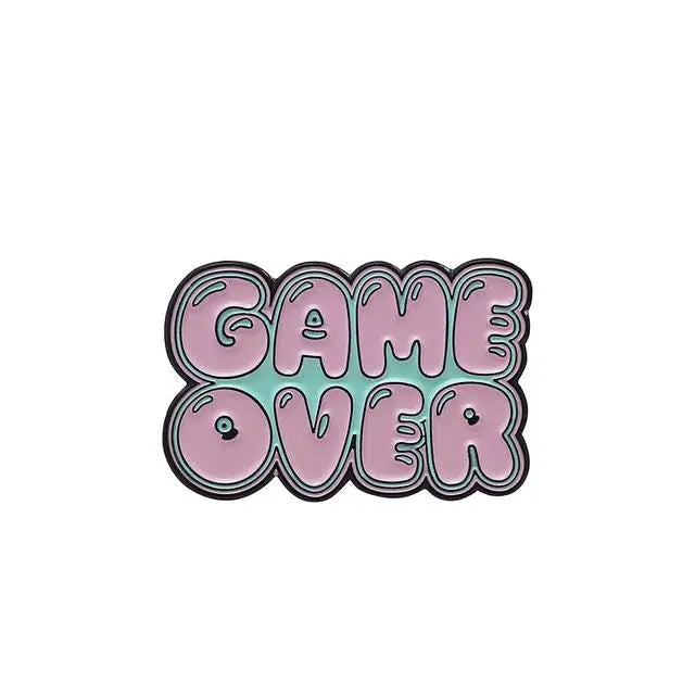 Pastel Fairy-Kei Enamel Pins for Retro Game Lovers - Game Over - pin