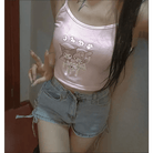 Pastel Fairy Kei Kuromi Crop Top with Spaghetti Straps - Cosparty