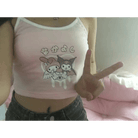 Pastel Fairy Kei Kuromi Crop Top with Spaghetti Straps - Cosparty