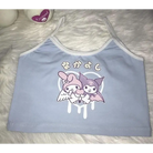 Pastel Fairy Kei Kuromi Crop Top with Spaghetti Straps - shirt