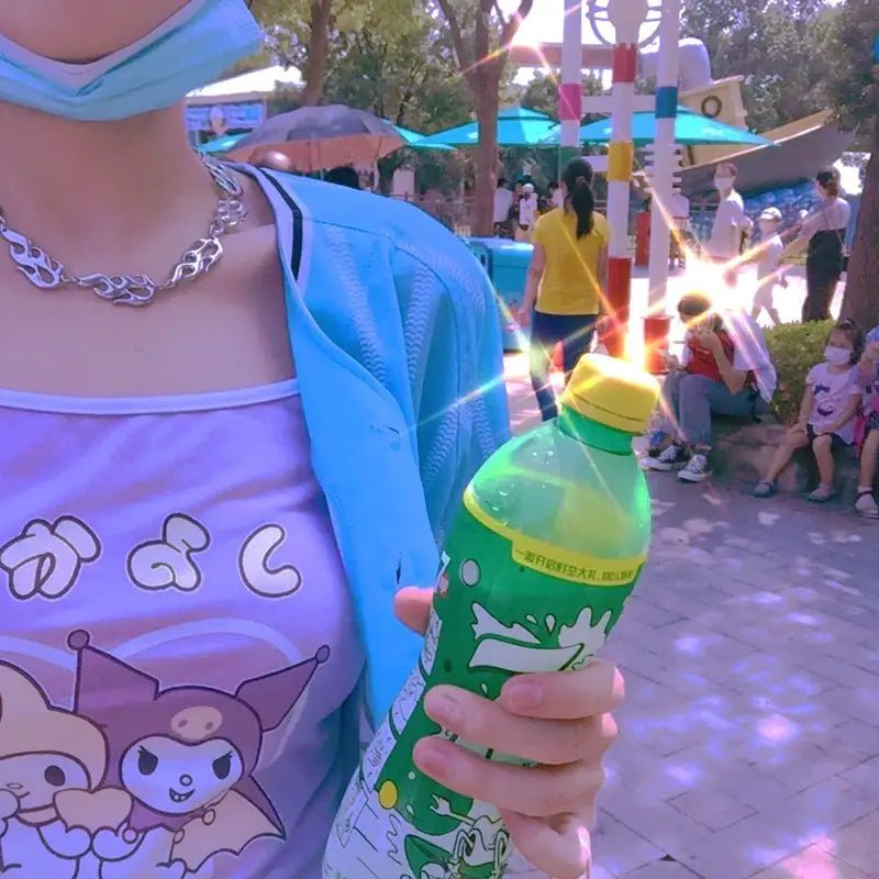 Pastel Fairy Kei Kuromi Crop Top with Spaghetti Straps - Cosparty