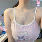 Pastel Fairy Kei Kuromi Crop Top with Spaghetti Straps - Cosparty
