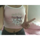 Pastel Fairy Kei Kuromi Crop Top with Spaghetti Straps - shirt