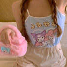 Pastel Fairy Kei Kuromi Crop Top with Spaghetti Straps - Sky Blue / S - shirt