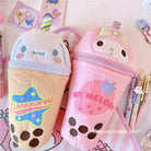 Pastel Fairy Kei Stationary Bags Featuring Kawaii Characters and Bubble Tea - bags