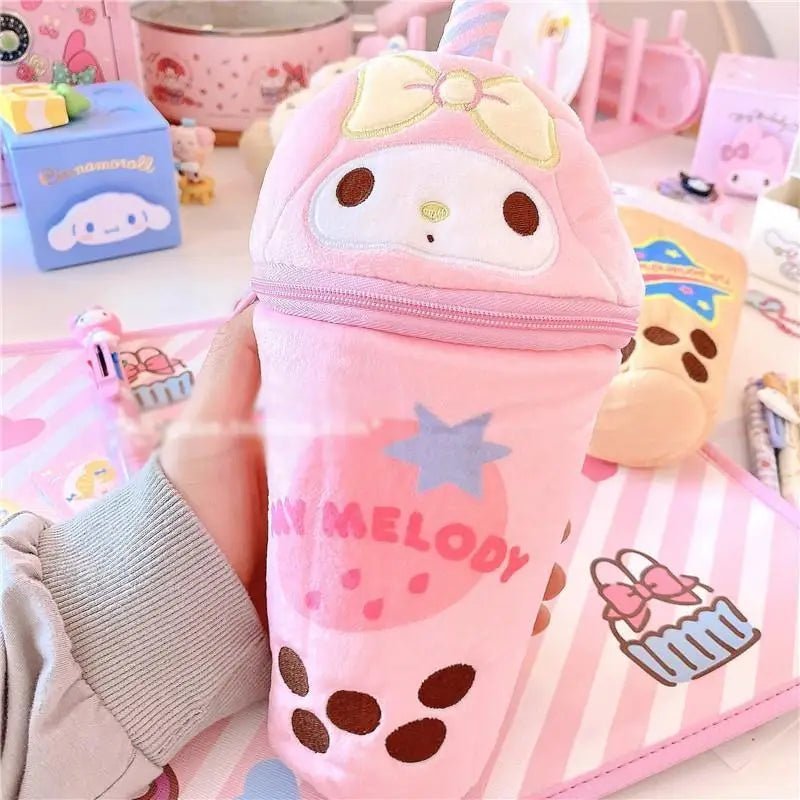 Pastel Fairy Kei Stationary Bags Featuring Kawaii Characters and Bubble Tea - Cosparty