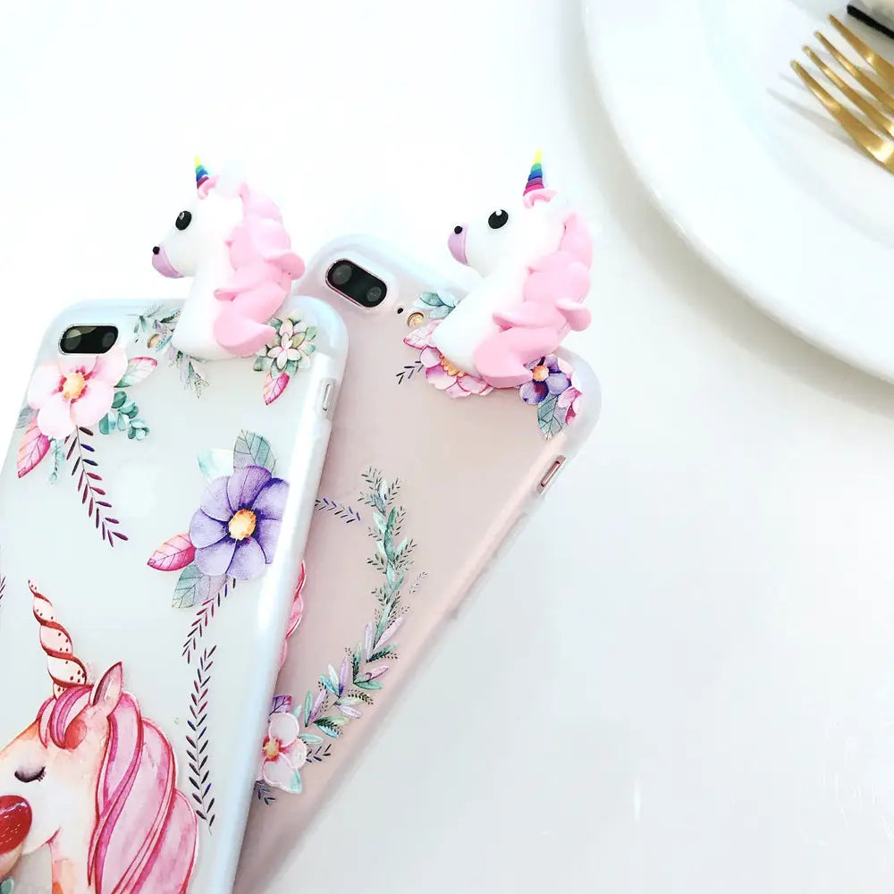 Pastel Fairy Kei Unicorn Phone Case with 3D Charm - Phone Case