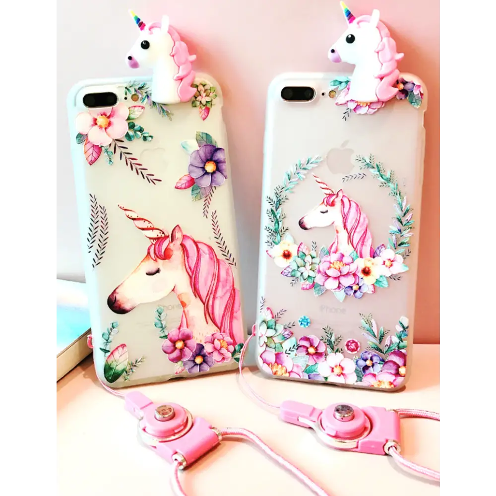 Pastel Fairy Kei Unicorn Phone Case with 3D Charm - Phone Case