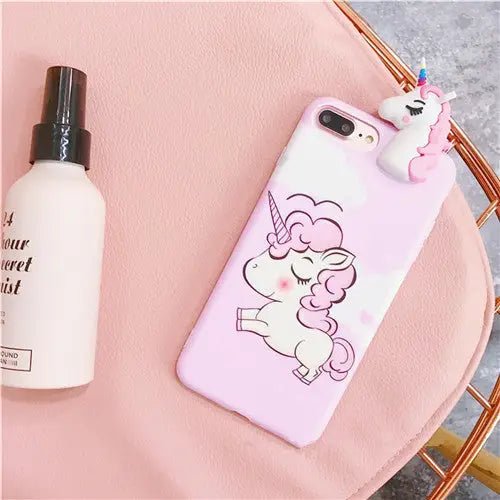 Pastel Fairy Kei Unicorn Phone Case with 3D Charm - Cosparty