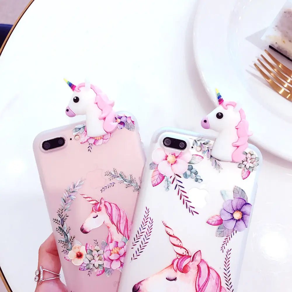 Pastel Fairy Kei Unicorn Phone Case with 3D Charm - Cosparty