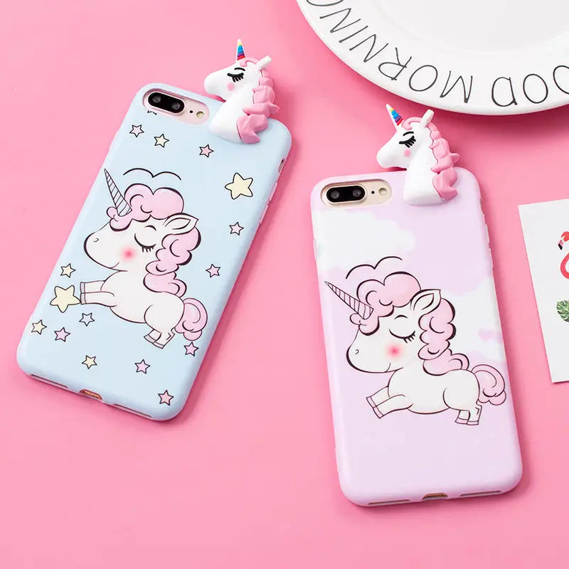 Pastel Fairy Kei Unicorn Phone Case with 3D Charm - Phone Case