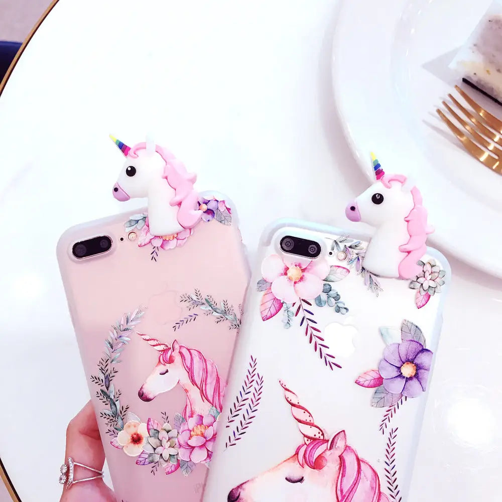 Pastel Fairy Kei Unicorn Phone Case with 3D Charm - Phone Case