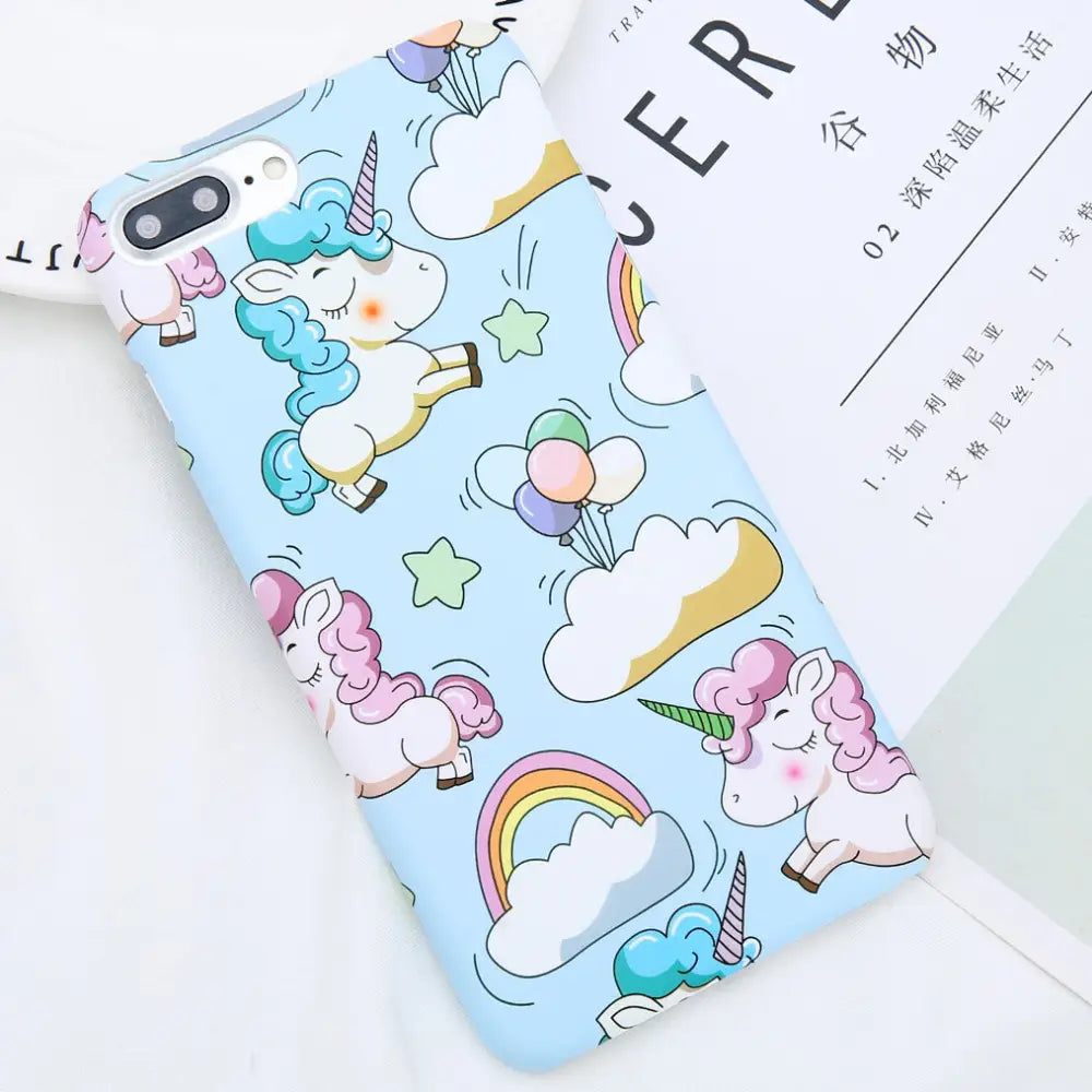 Pastel Fairy Kei Unicorn Phone Case with 3D Charm - Blue Rainbow / for iphone 6 6s - Phone Case